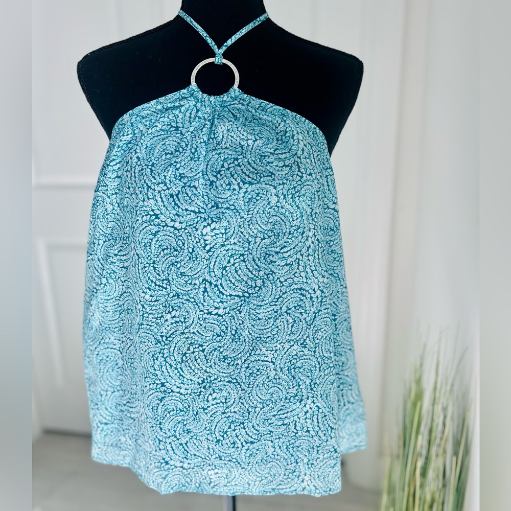 Michael Michael Kors Turquoise Halter Top| L